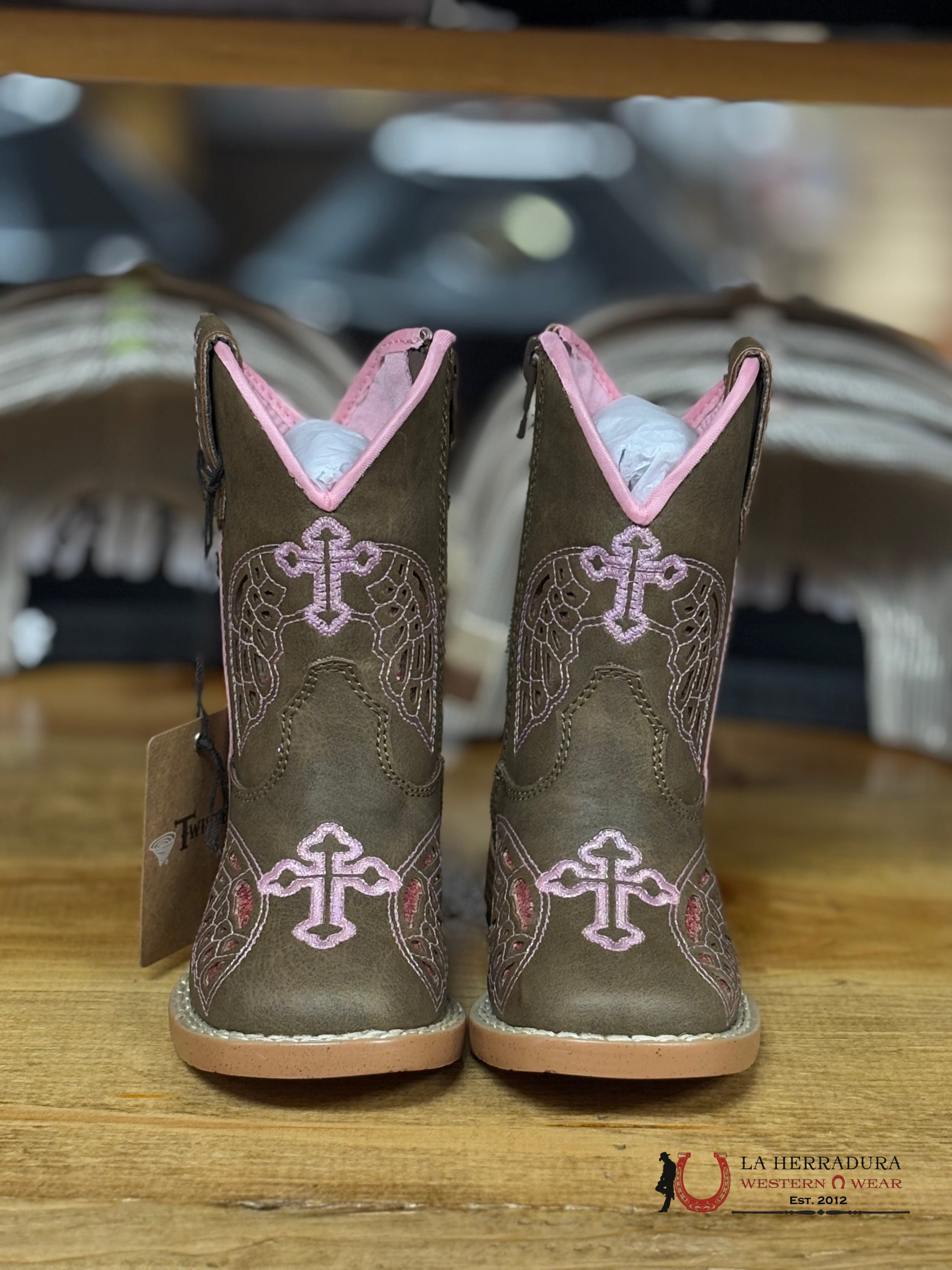 Twisted X Gracie Brown With Pink Print Niños