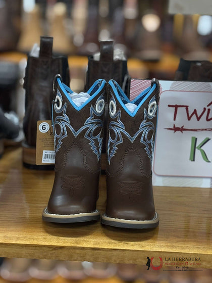 TWISTER KIDS ‘HUDSON’ CHOCOLATE  OUT BOOT W/ BLUE INSEAMS 4417902