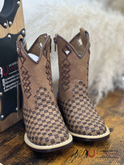 BOTA TEJIDA TWISTER KIDS ‘LOGAN’ MARRÓN OSCURO/MARRÓN CLARO