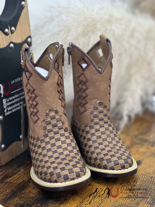 BOTA TEJIDA TWISTER KIDS ‘LOGAN’ MARRÓN OSCURO/MARRÓN CLARO