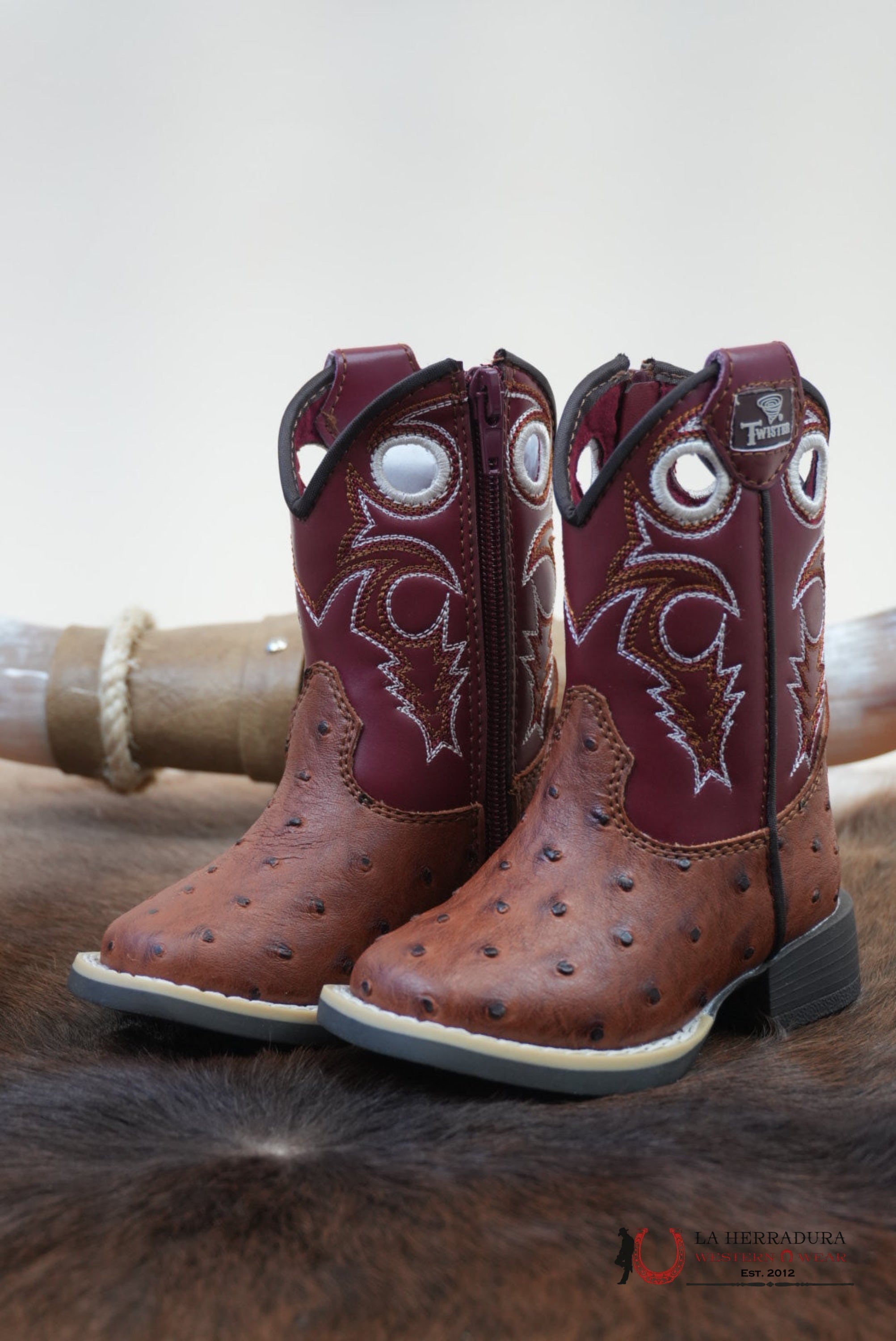 Twister Luca Ostrich Brown Boy Boot With Stiching - 0004 NIÑOS