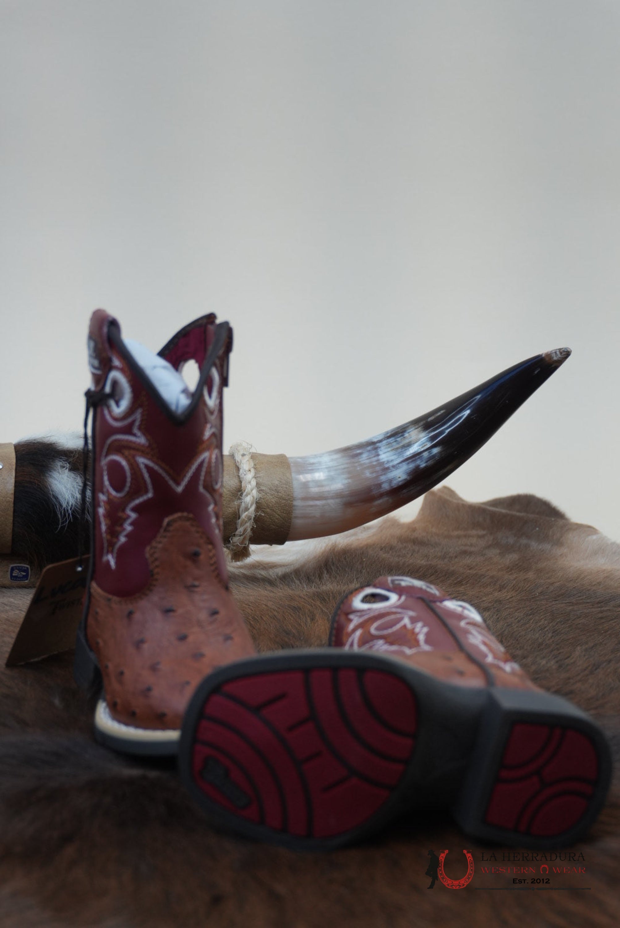 Twister Luca Ostrich Brown Boy Boot With Stiching - 0004 NIÑOS