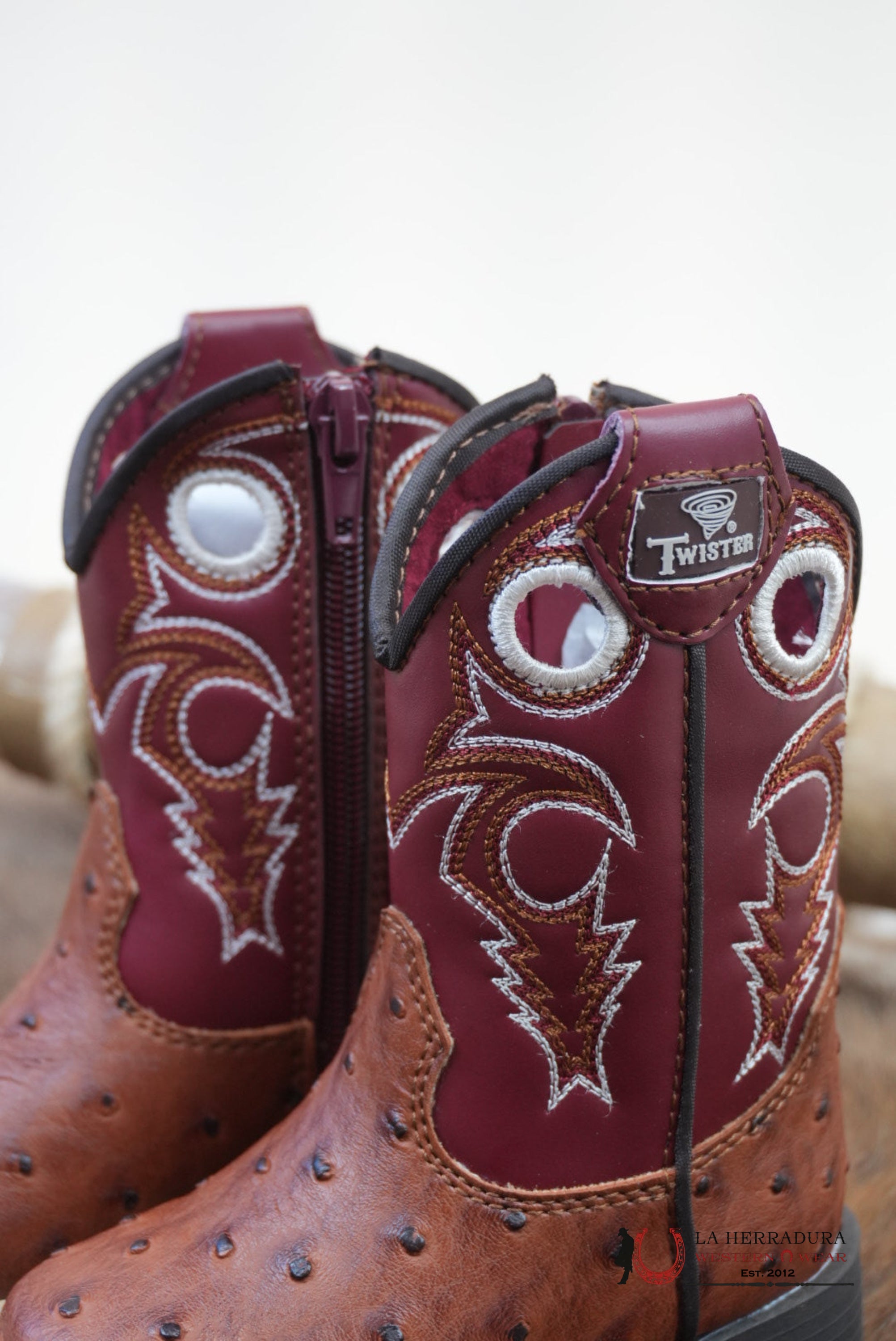 Twister Luca Ostrich Brown Boy Boot With Stiching - 0004 NIÑOS
