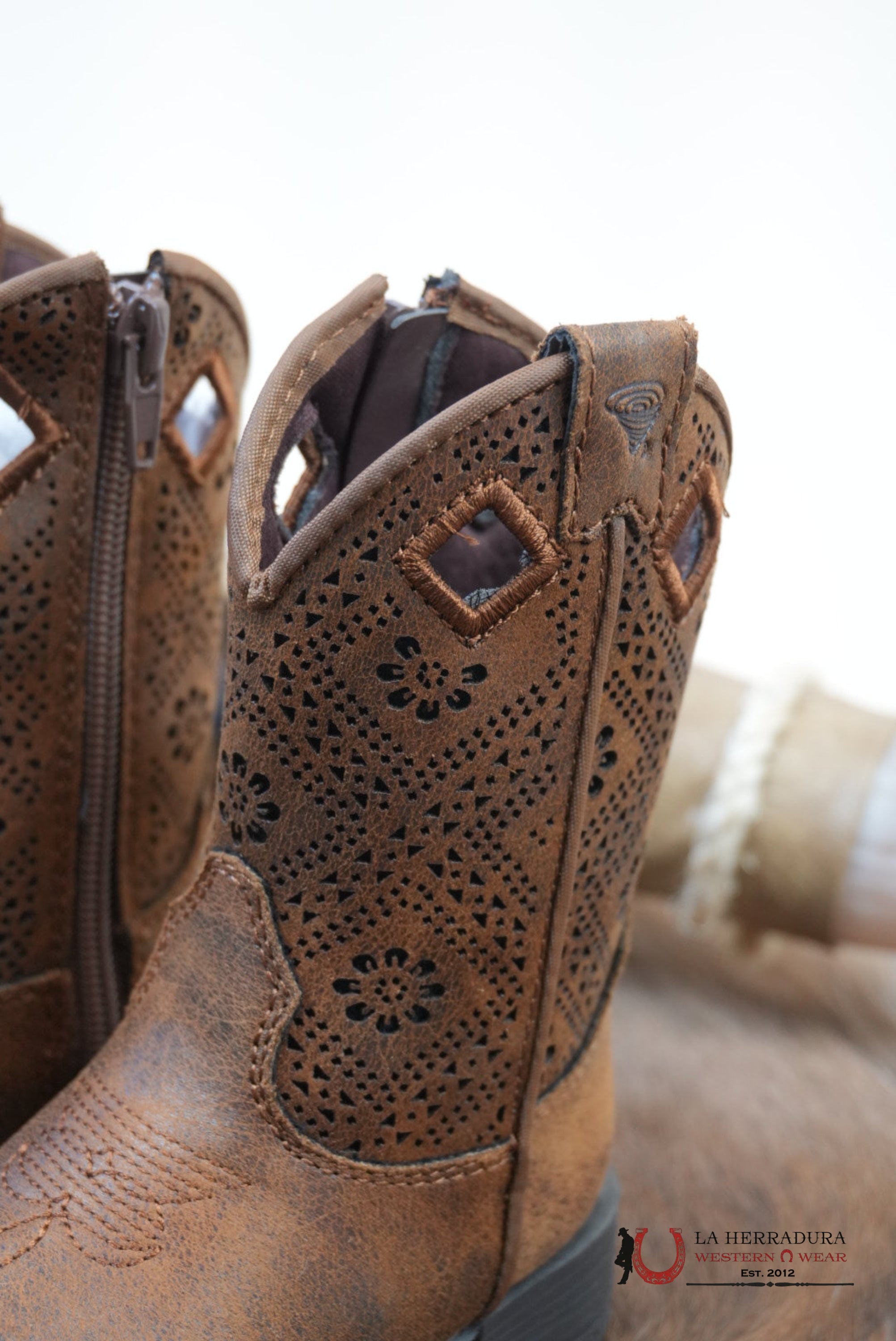 Twister Prue Brown With Floral Print Girl Boot - 9602 NIÑOS