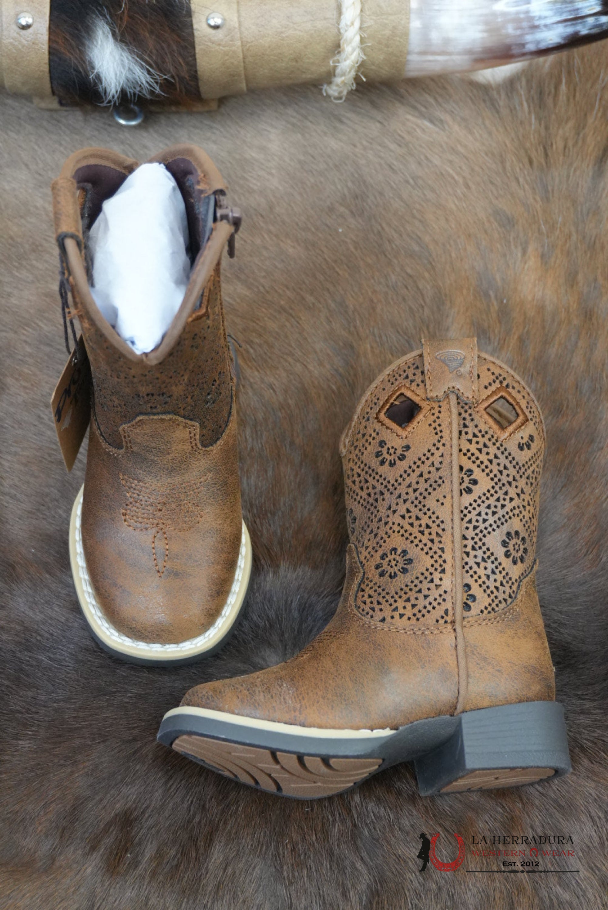 Twister Prue Brown With Floral Print Girl Boot - 9602 NIÑOS