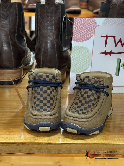 TWISTER ‘OLIVER’ DARK BLUE/BROWN WOVEN KID & BABY SHOE 446008602