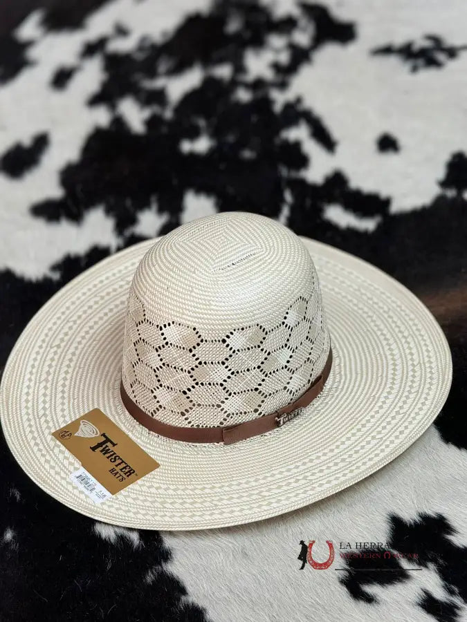 Twister Straw Hat Open Crown Two Tone Style 2 Tejana