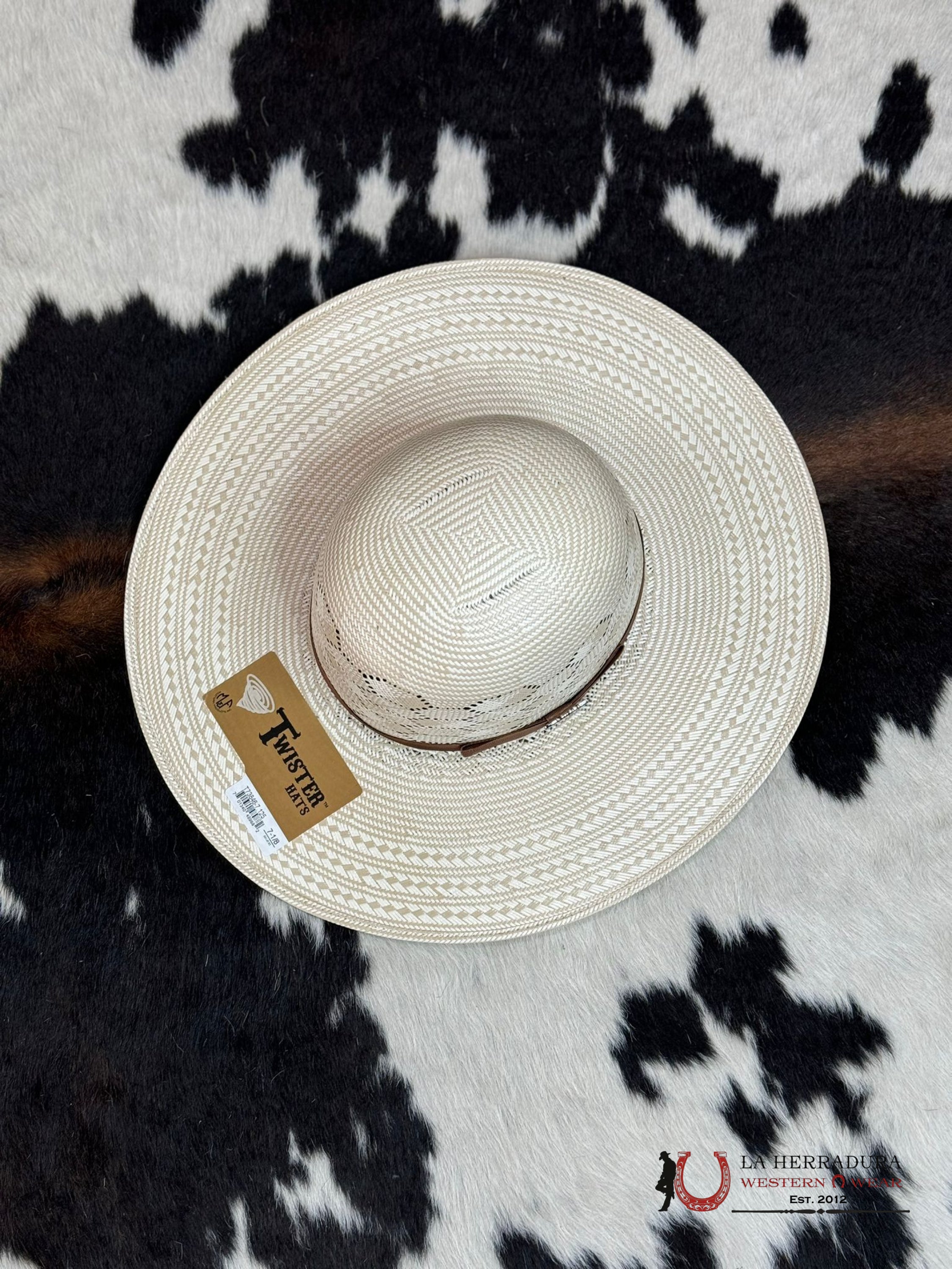Twister Straw Hat Open Crown Two Tone Style 2 Tejana