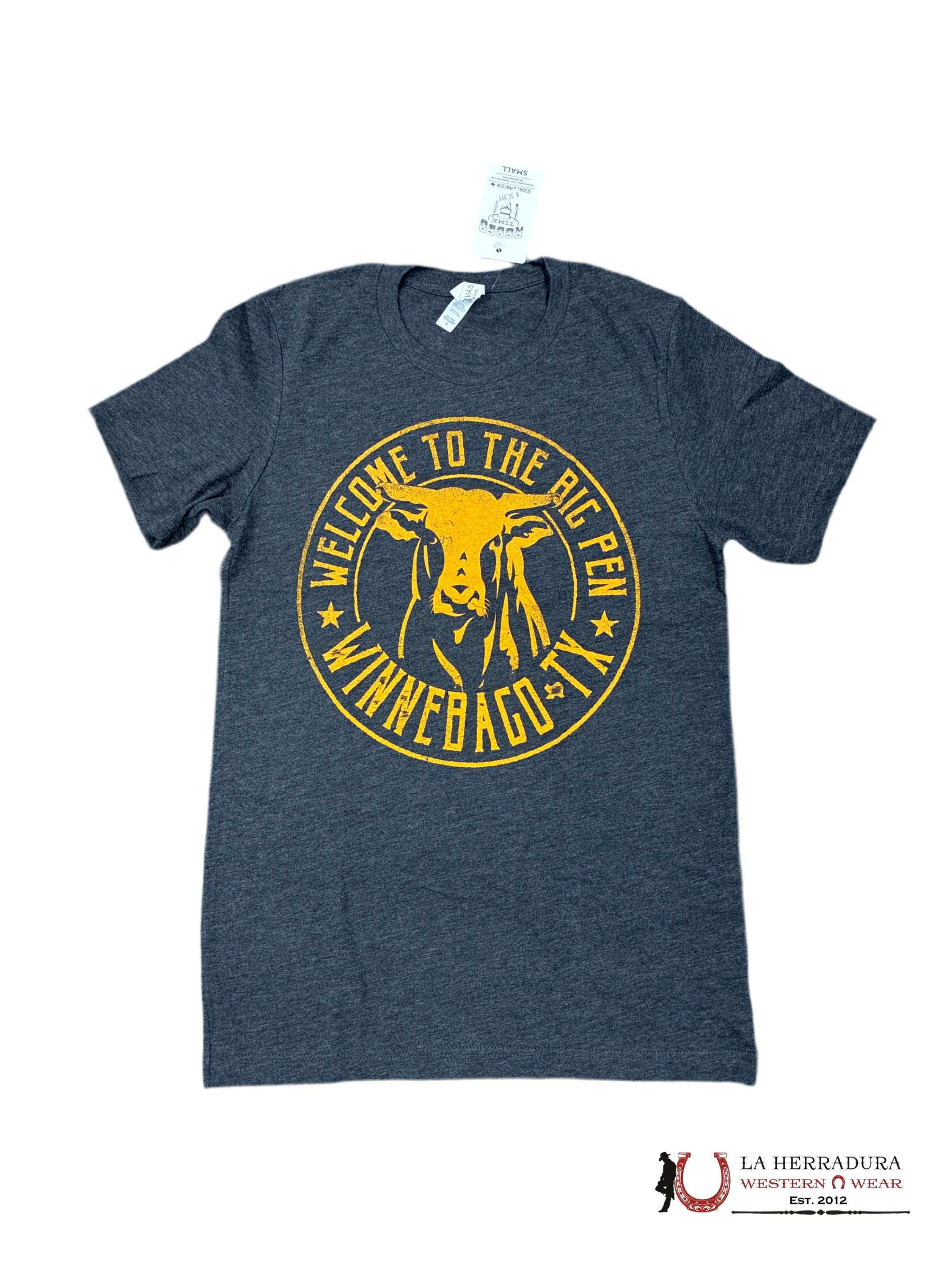 MENS RODEO TIME TSHIRT - GREY ORANGE WINNEBAGO BIG PEN ROPA HOMBRES