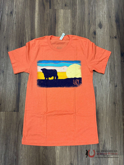 UNISEX RODEO TIME TSHIRT - RUST ORANGE BULL SUNSHINE