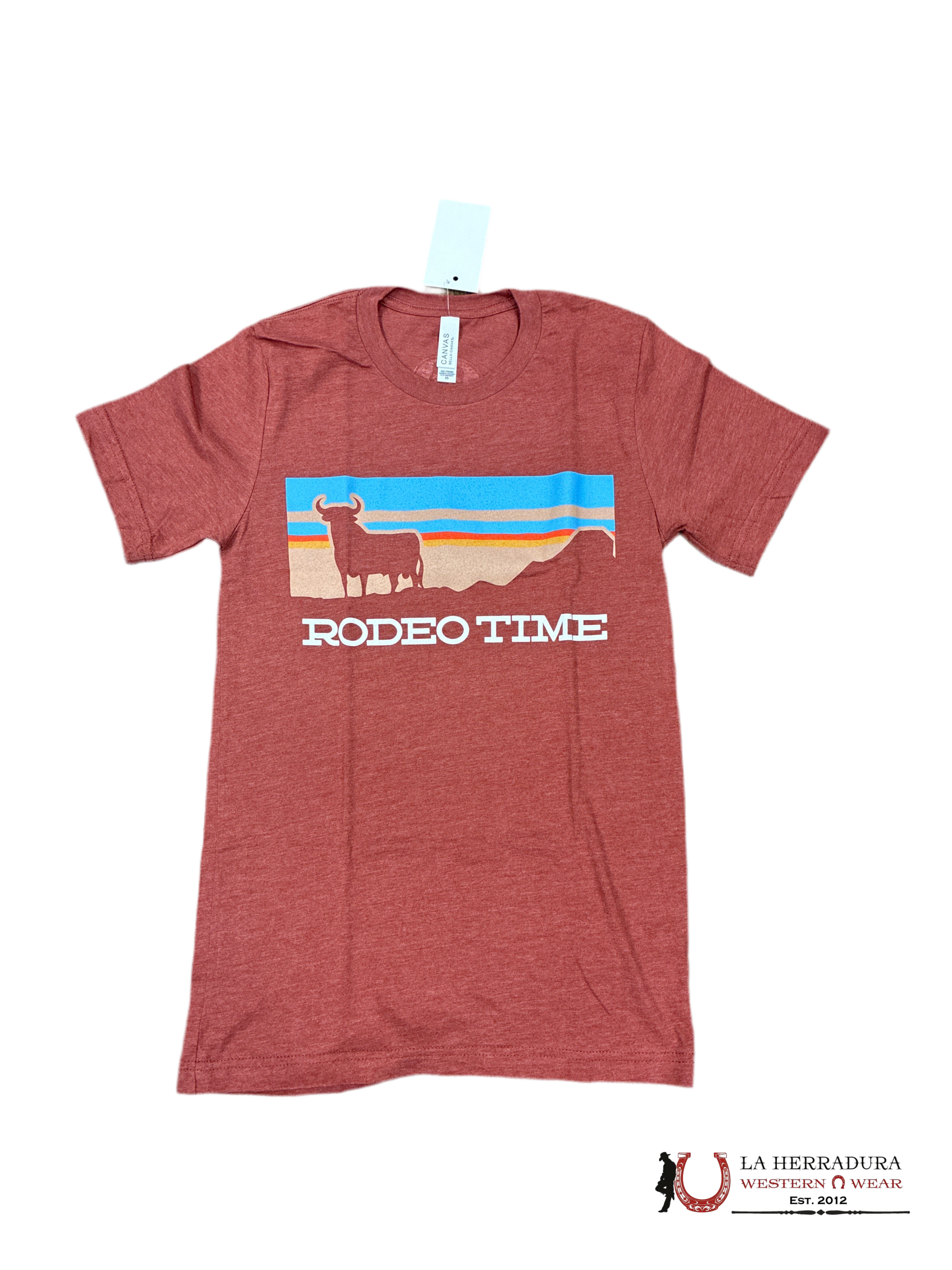 MENS RODEO TIME TSHIRT - RUST RED BULL SUNSHINE ROPA HOMBRES