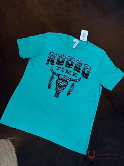 UNISEX RODEO TIME TSHIRT -TRIBAL BLUE