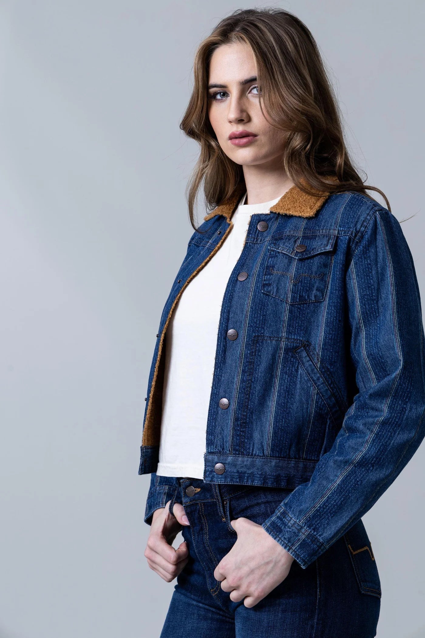 KIMES RANCH VAQUERA TRUCKER STRIPE DENIM