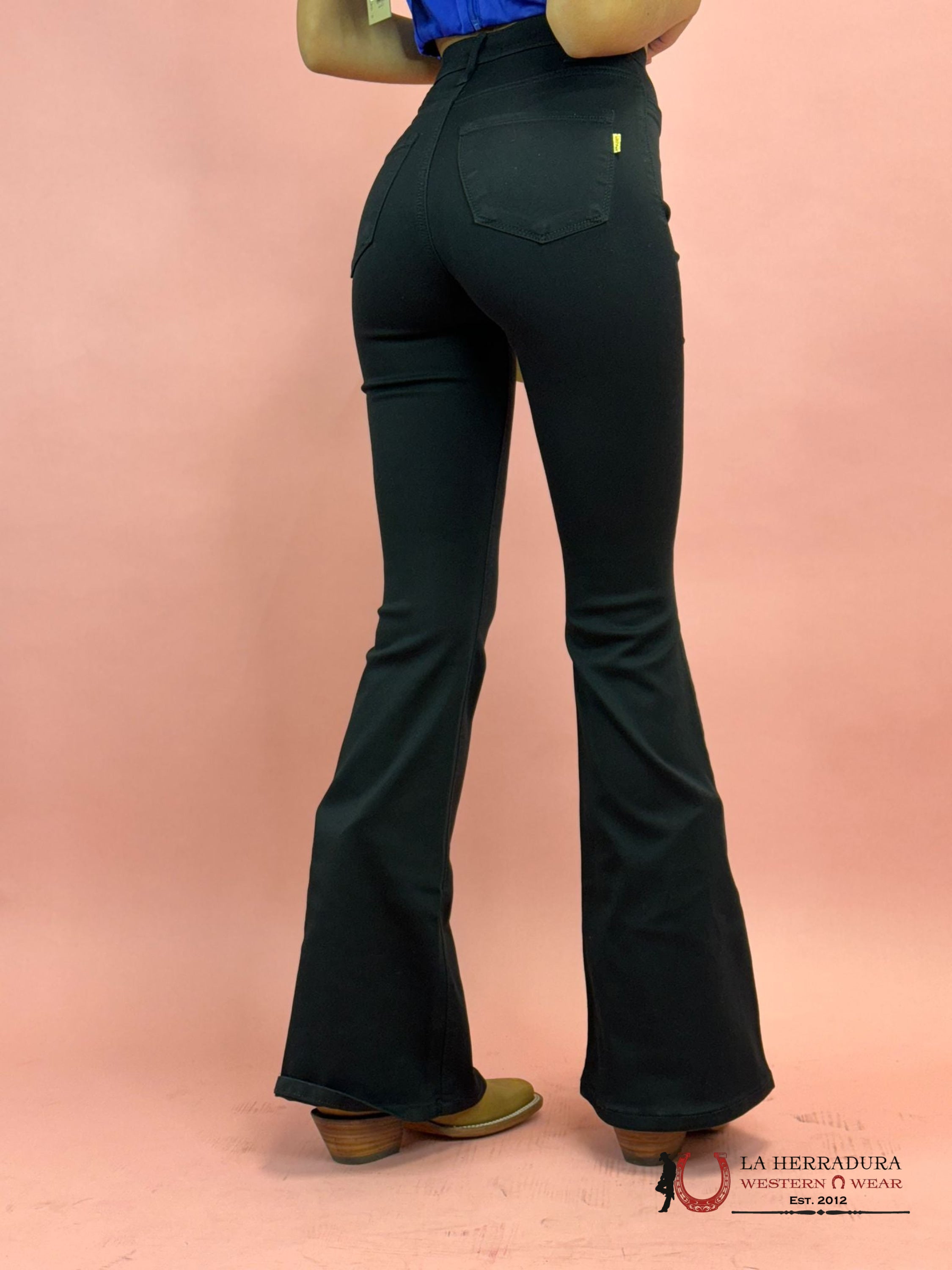 Vibrant Black Bootcut Rock&Roll Jeans Women