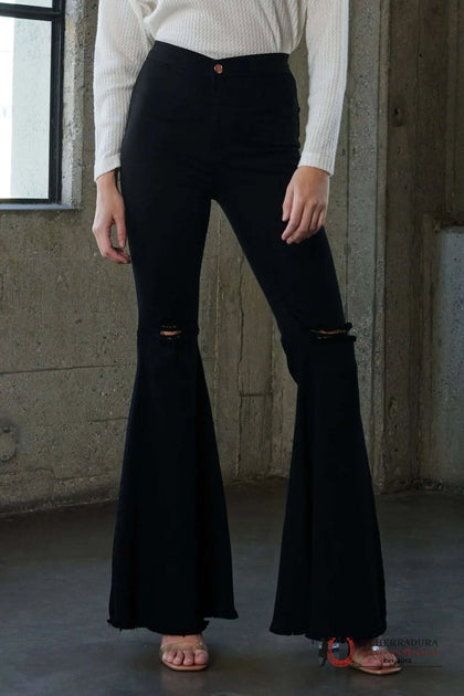 VIBRANT BLACK RIP FLARE JEAN EP1755
