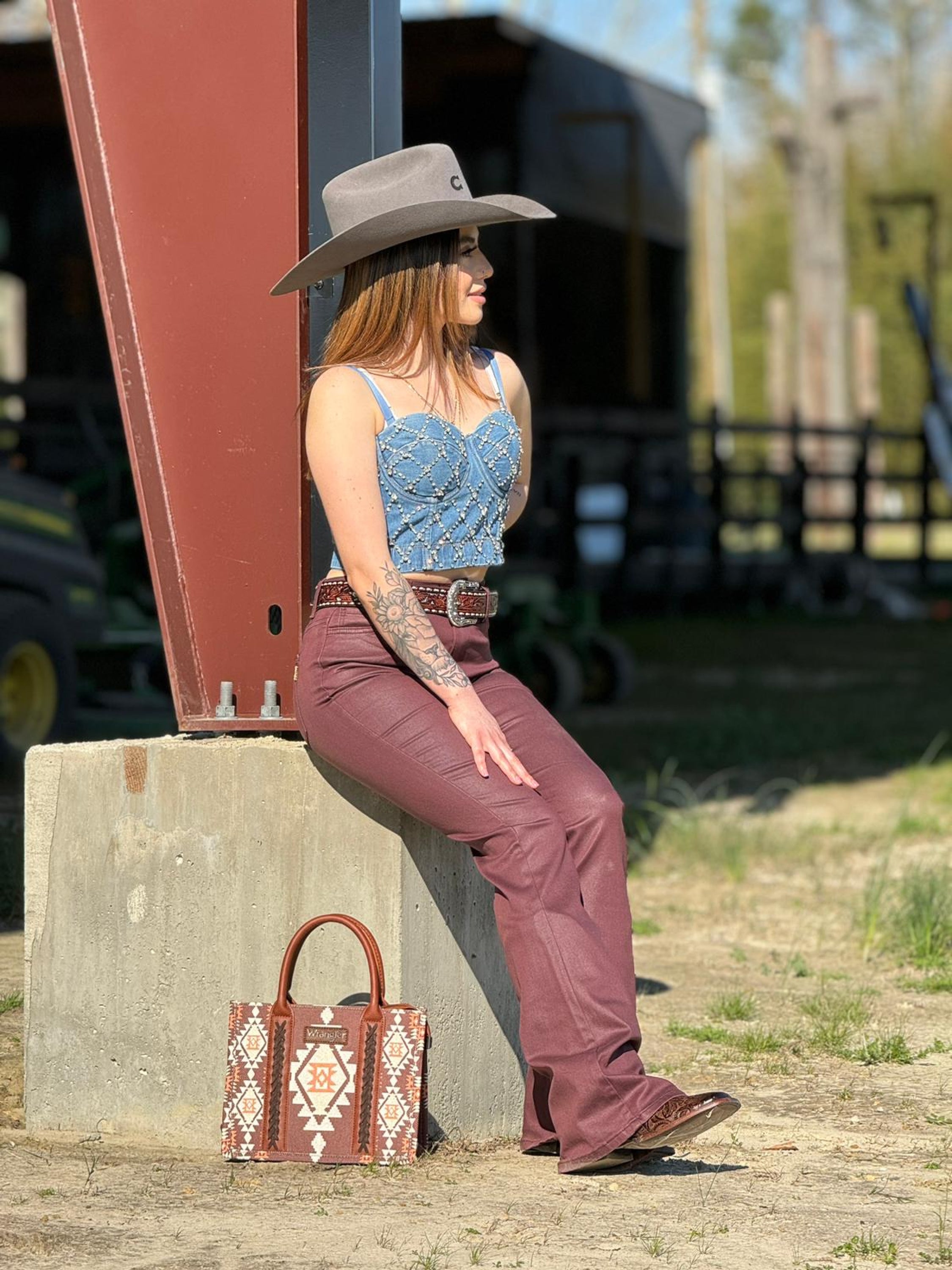 Vibrant Burgundy Trouser Rock&Roll Jeans Women