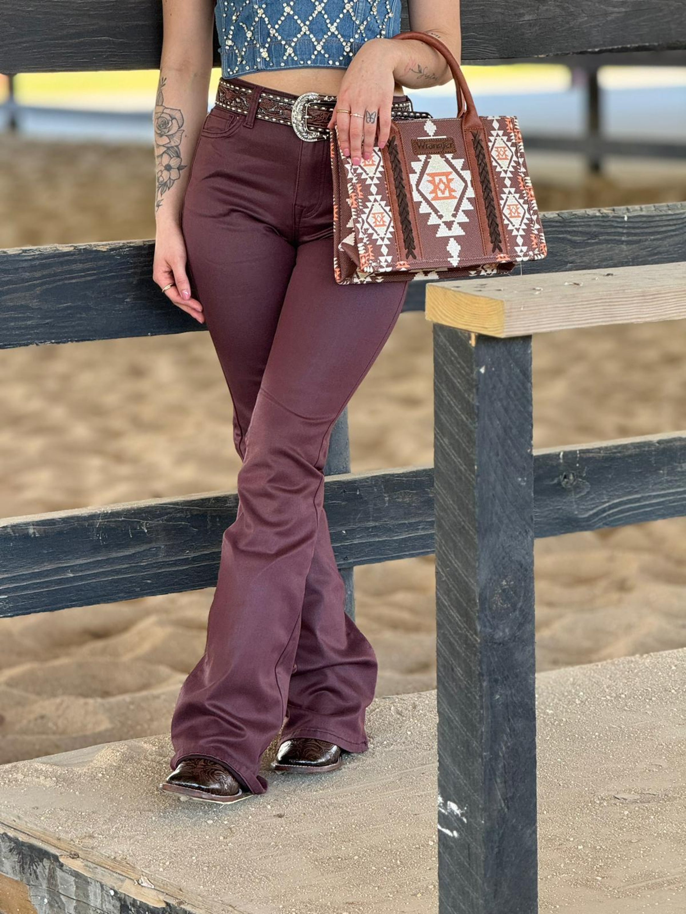 Vibrant Burgundy Trouser Rock&Roll Jeans Women