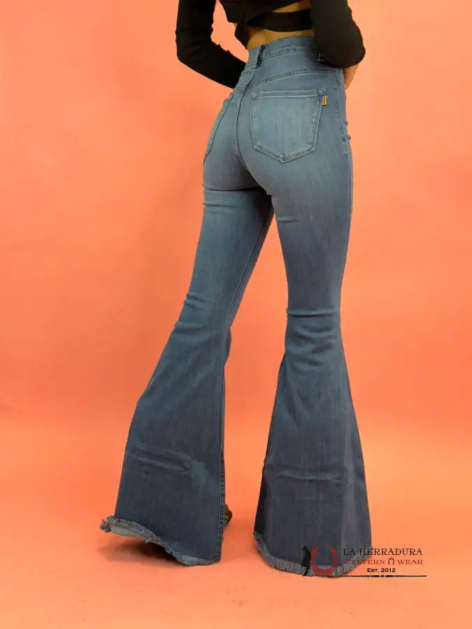 Vibrant Light Blue Flare Rock&Roll Jeans Women