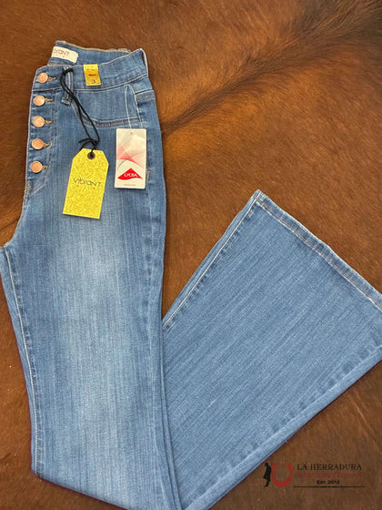 VIBRANT LIGHT WASH FLARE JEANS 5 BUTTONS
