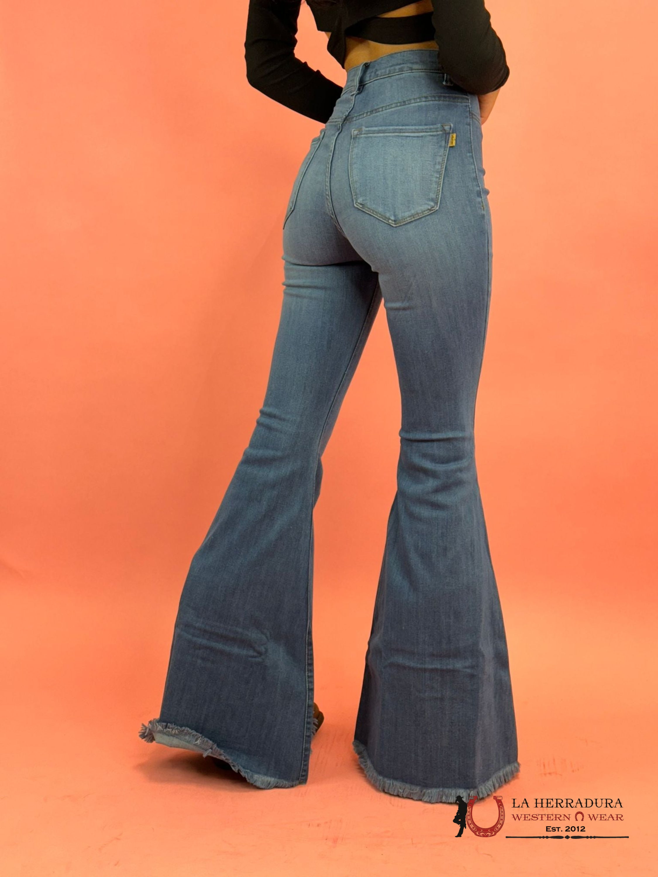 Vibrant Light Blue Flare Rock&Roll Jeans Women
