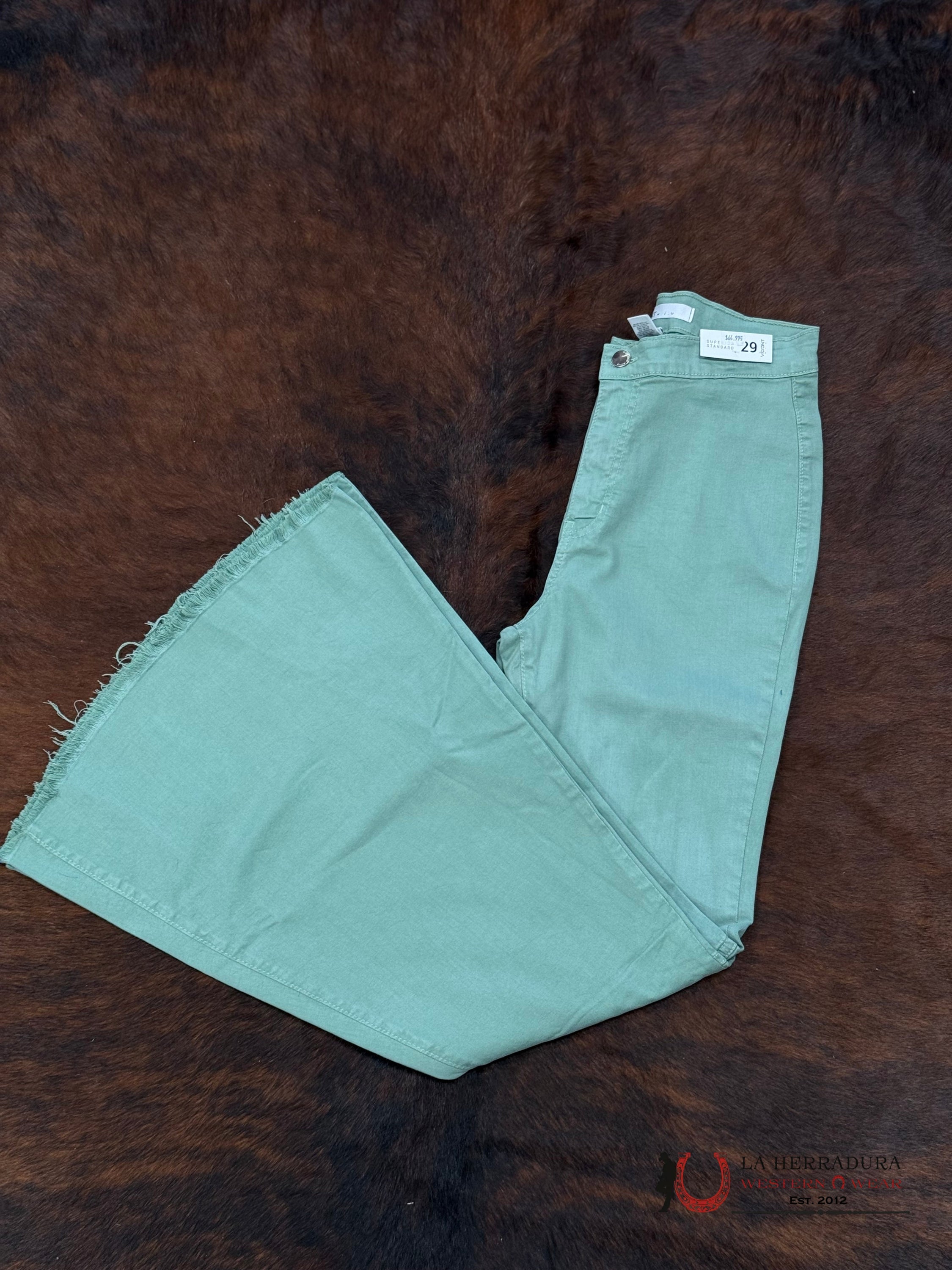 VIBRANT MINT GREEN FLARE JEAN-P5079 ROCK&ROLL JEANS WOMEN