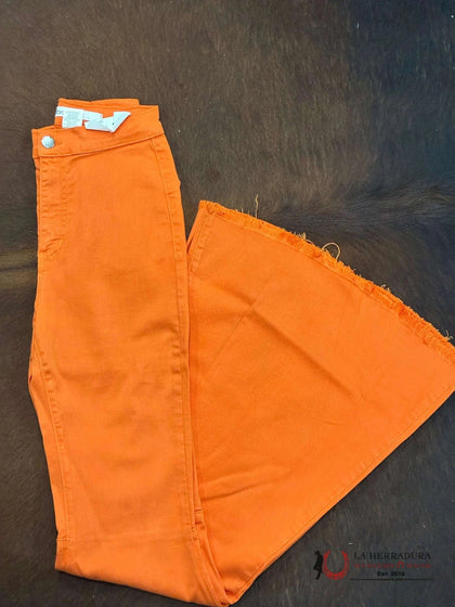 VIBRANT ORANGE FLARE JEANS- P5079