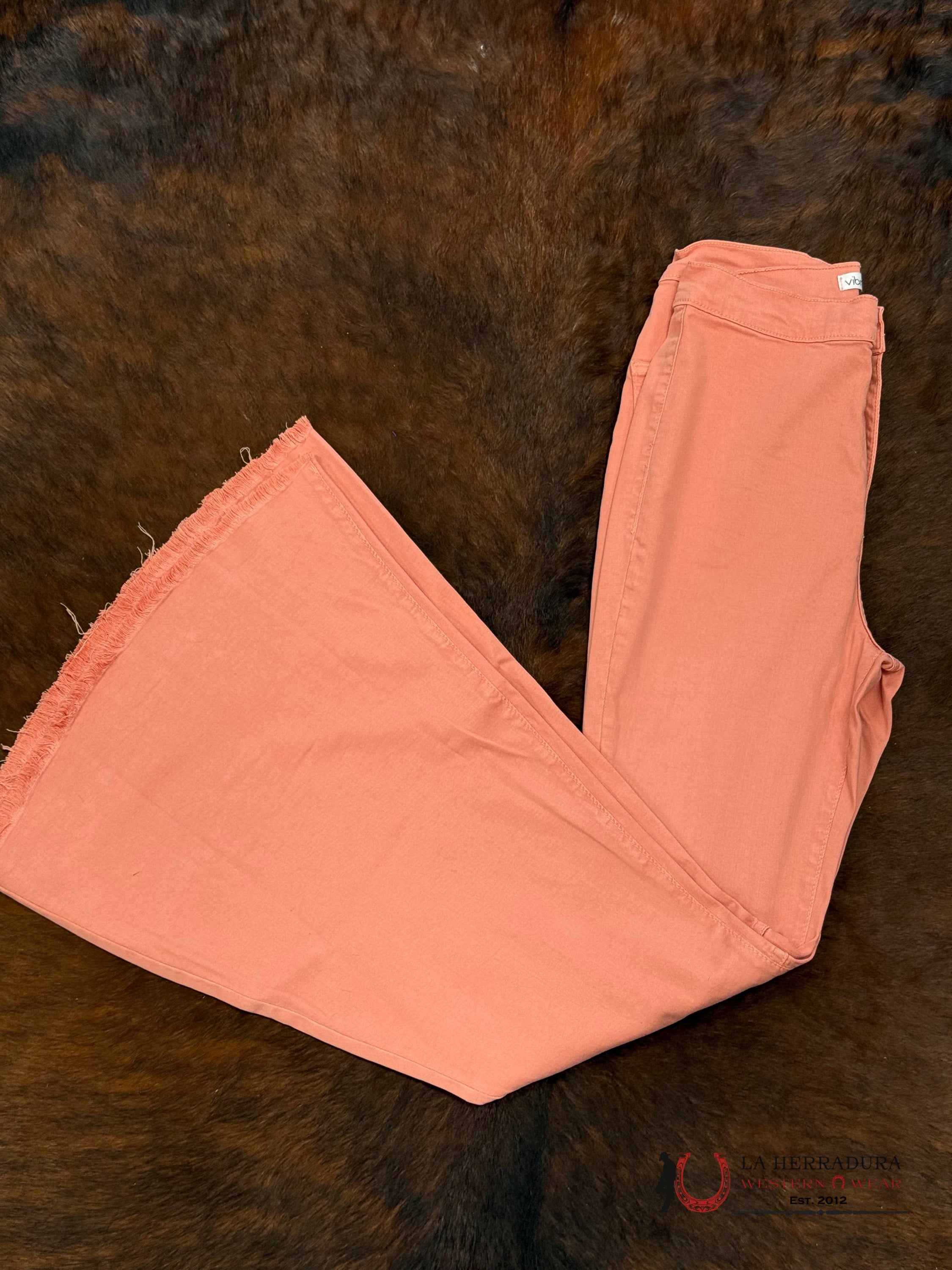 VIBRANT PEACH FLARE JEANS- P5079 ROCK&ROLL JEANS WOMEN