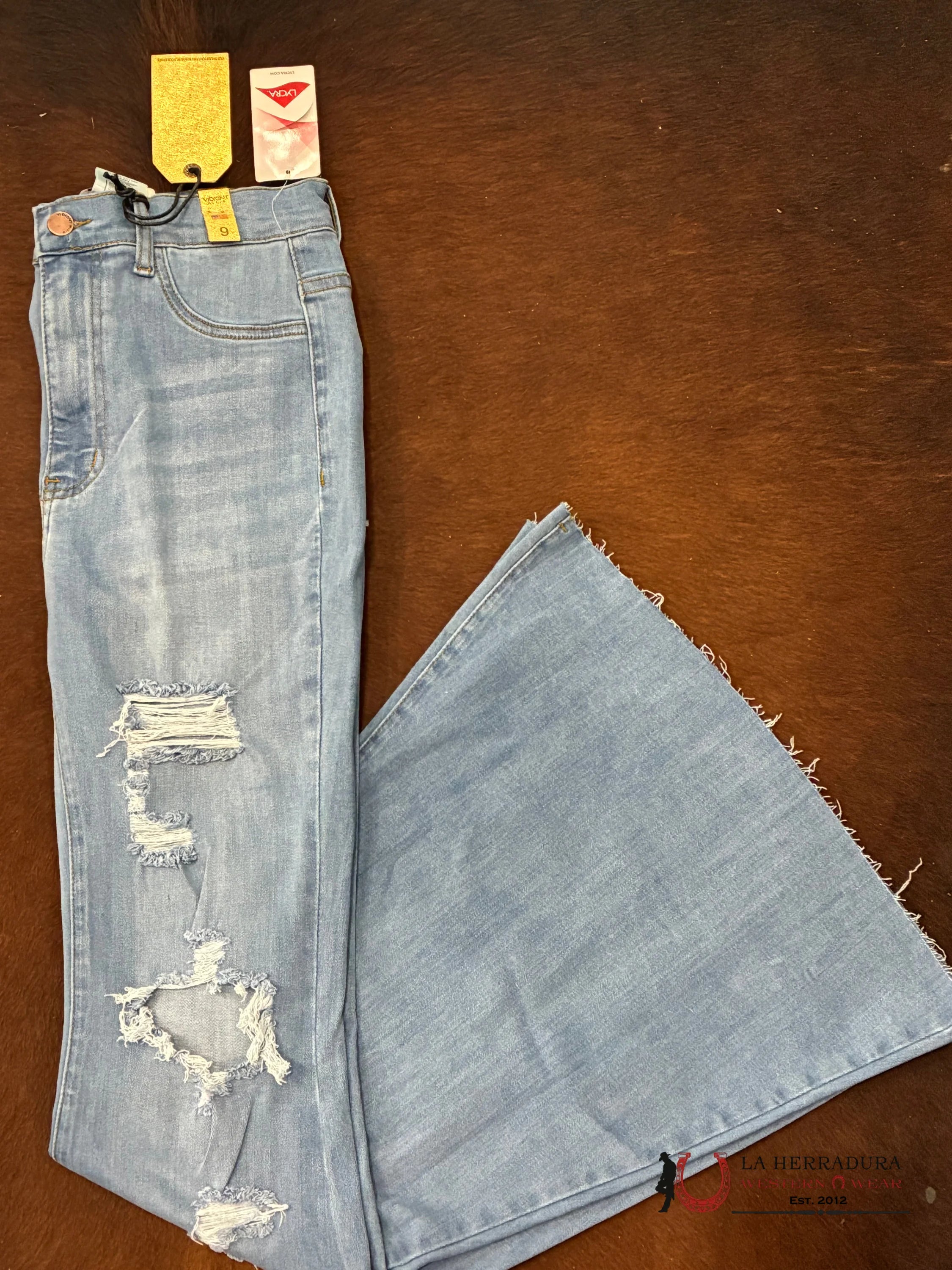 VIBRANT RIPPED BLUE JEANS ROCK&ROLL JEANS WOMEN