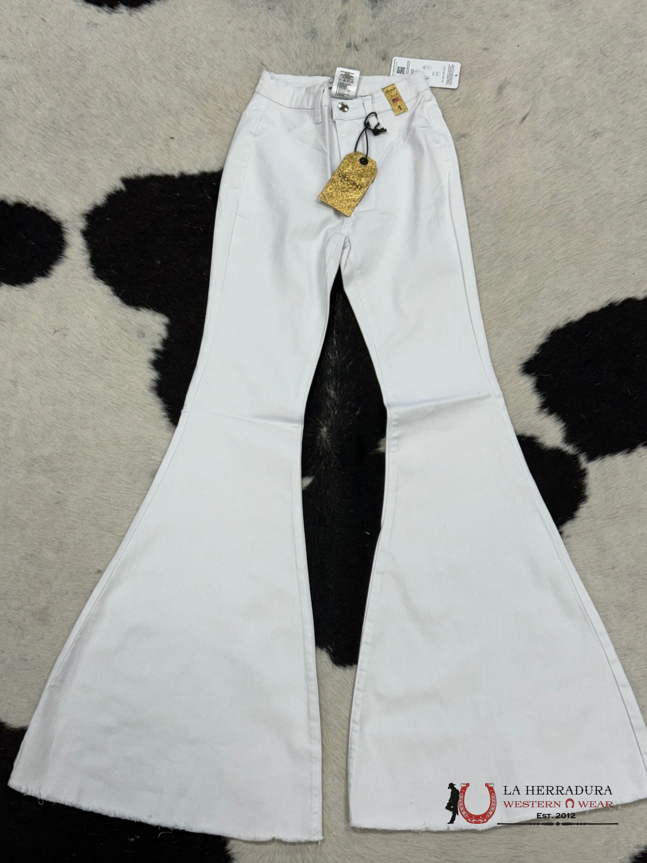 Vibrant White Flare Jeans Rock&Roll Women