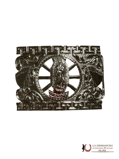 VIRGEN DE GUADALUPE ALL SILVER SQUARE BUCKLE