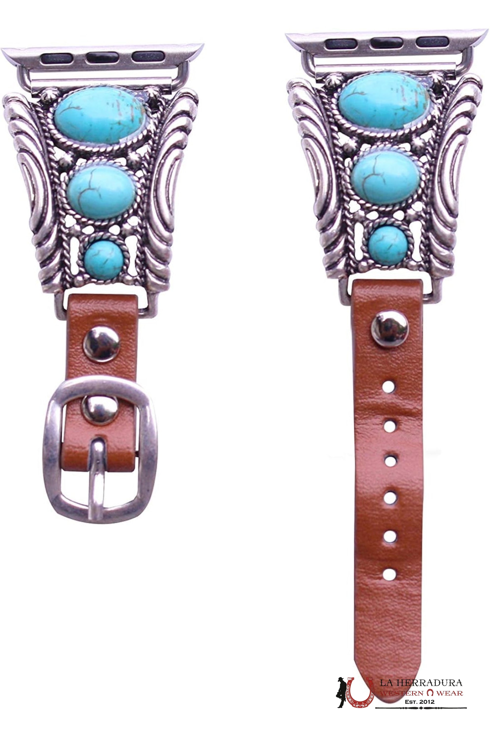 Watch strap for Apple Watch coffee color with blue balls SW0009SBTQ