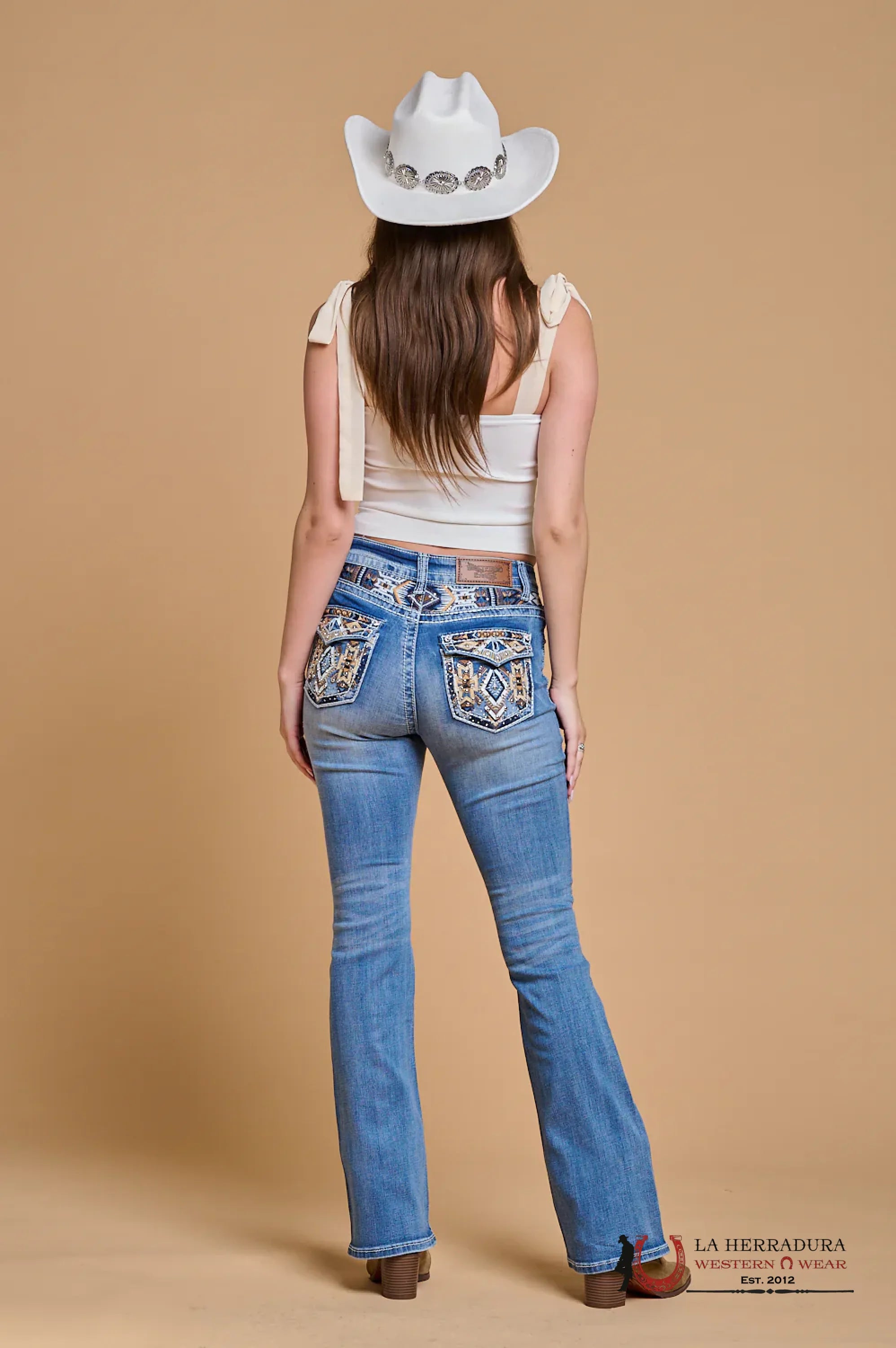 WESTFIELD EAGLE AZTEC RHINESTONE LIGHT WASH BOOTCUT WOMEN JEANS WT-731 ROPA MUJERES