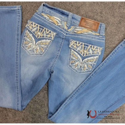 WESTFIELD EAGLE RHINESTONE LIGHT WASH BOOTCUT WOMEN JEANS WF-331