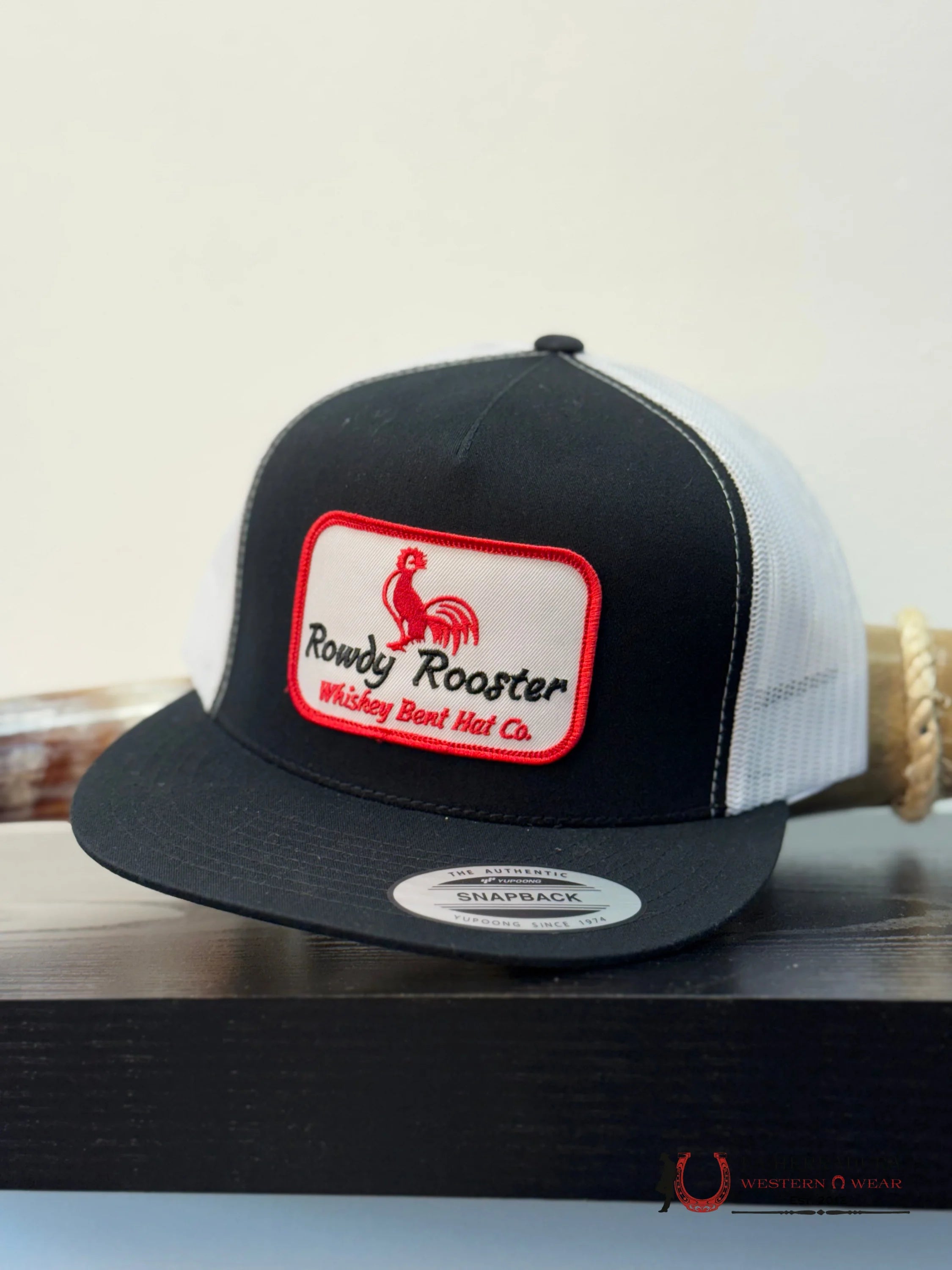WHISKEY BENT BLACK ROWDY ROOSTER CAPS MENS GORRAS HOMBRES