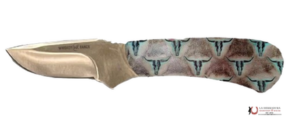 Whiskey Ranch Knife with Brown/blue Longhorn design