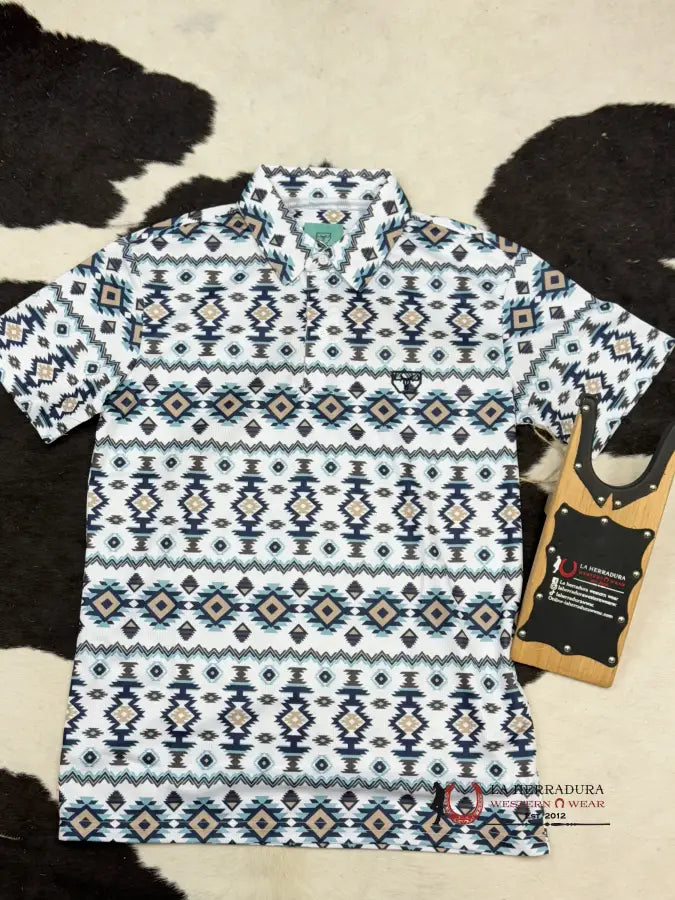 White Blue Polo Aztec Marine Short Sleeve Shirt Ropa Hombres