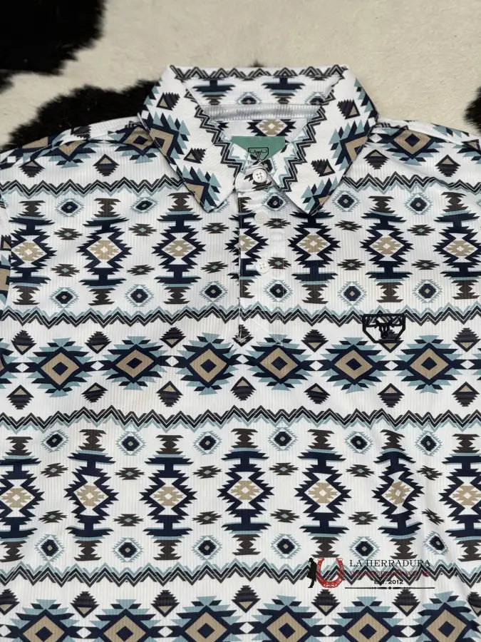 White Blue Polo Aztec Marine Short Sleeve Shirt Ropa Hombres