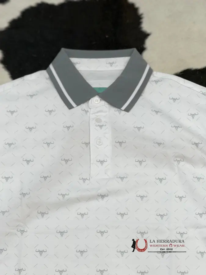 White / Grey Polo Short Sleeve Shirt Ropa Hombres