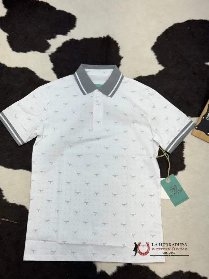 White / Grey Polo Short Sleeve Shirt Ropa Hombres