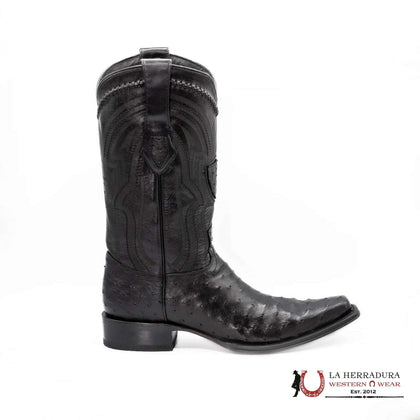 Wild West Boots - Men's NARROW SQUARE TOE OSTRICH BLACK - 277L0305