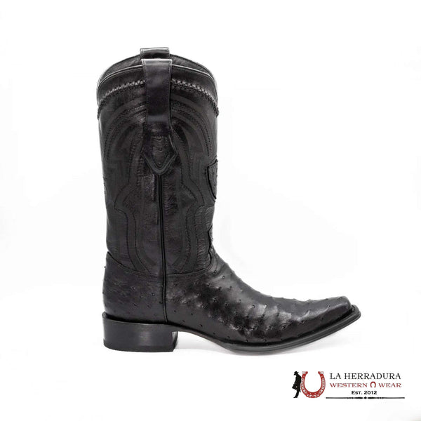 Botas Wild West - HOMBRE PUNTA CUADRADA ANGOSTA AVESTRUZ NEGRO - 277L0305
