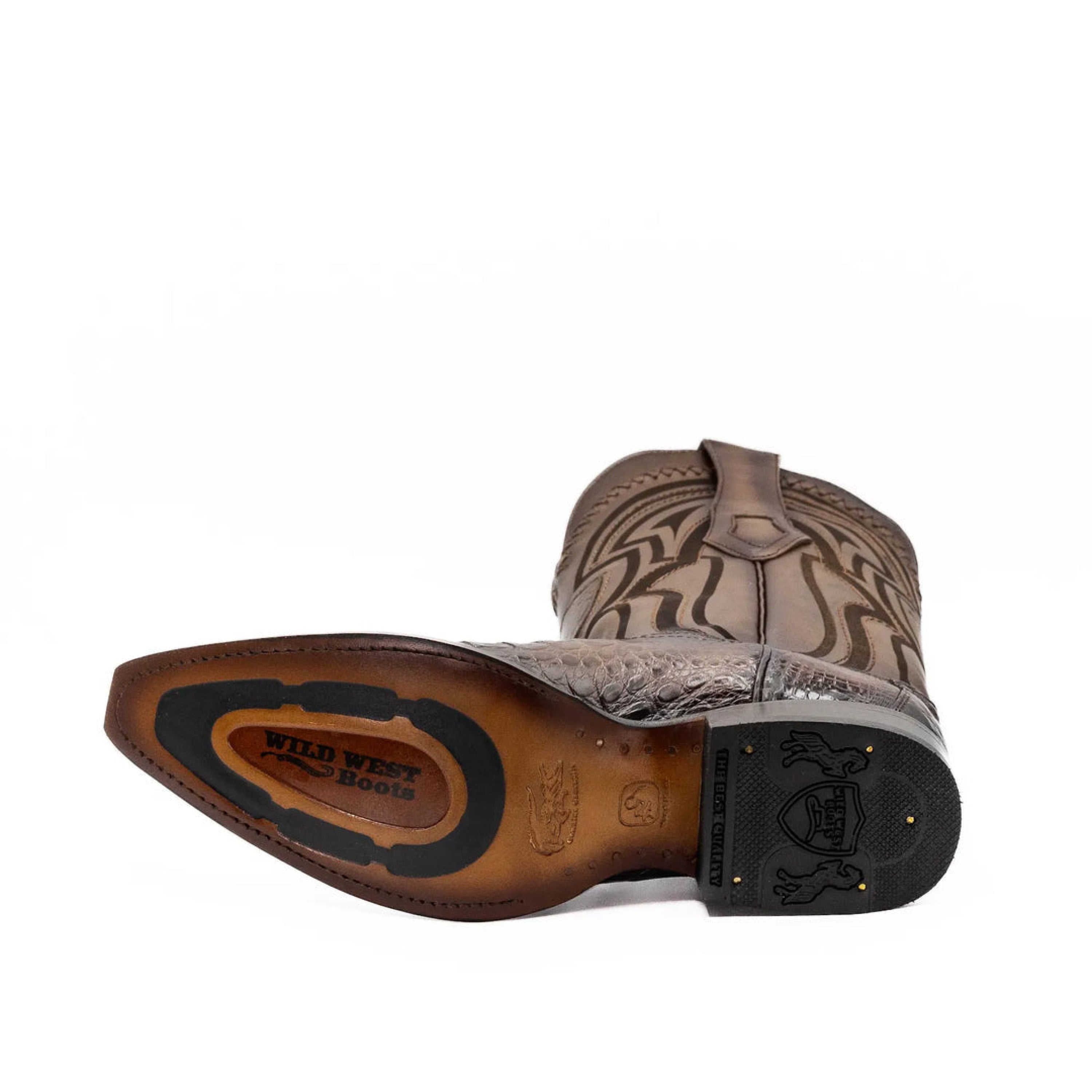 Wild West Boots - NARROW SQUARE TOE CAIMAN BELLY FADED BROWN - 294L8216 BOTAS HOMBRES