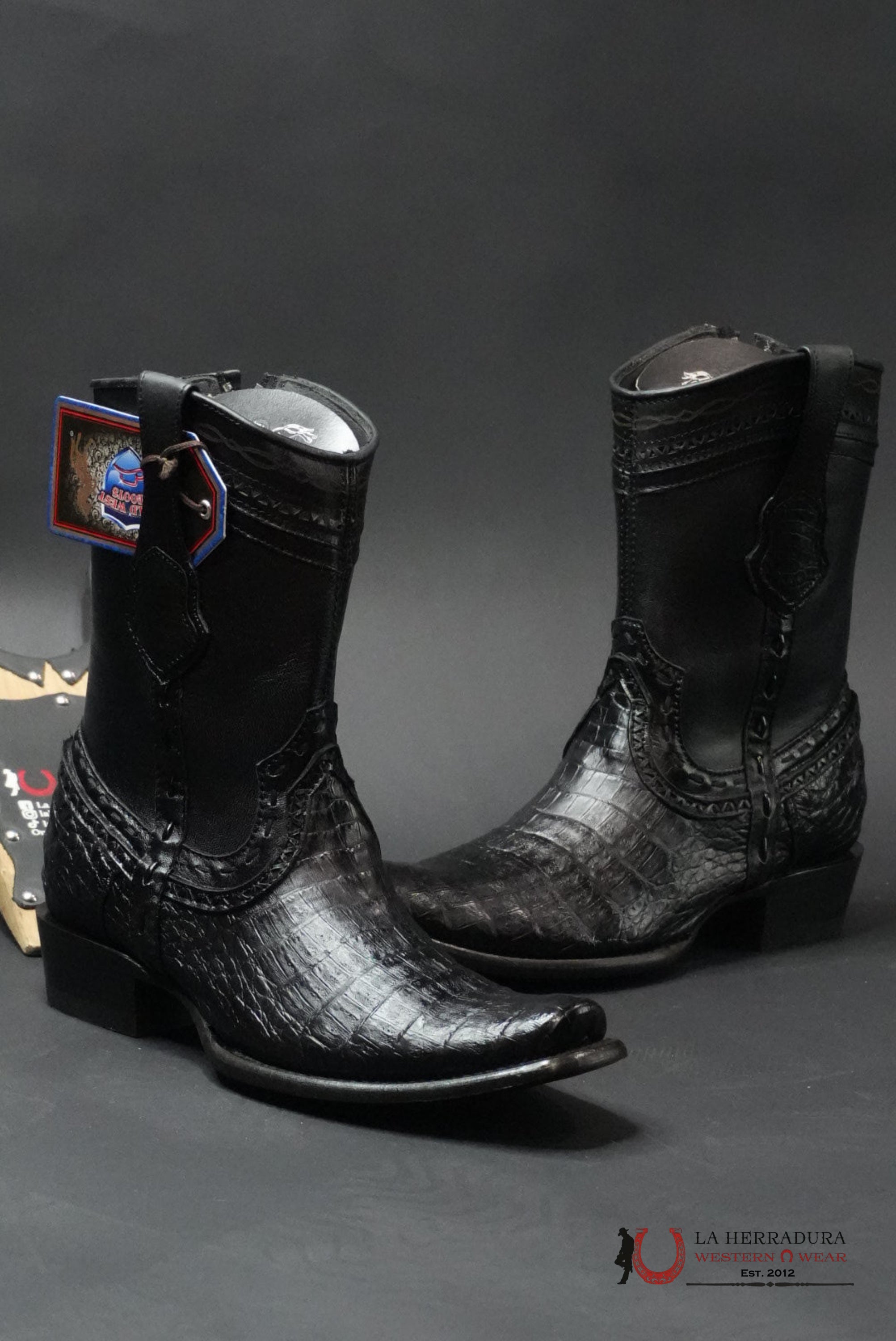 WILD WEST DUBAI BOOT SHORT CAIMAN BELLY BLACK - 205 BOTAS HOMBRES