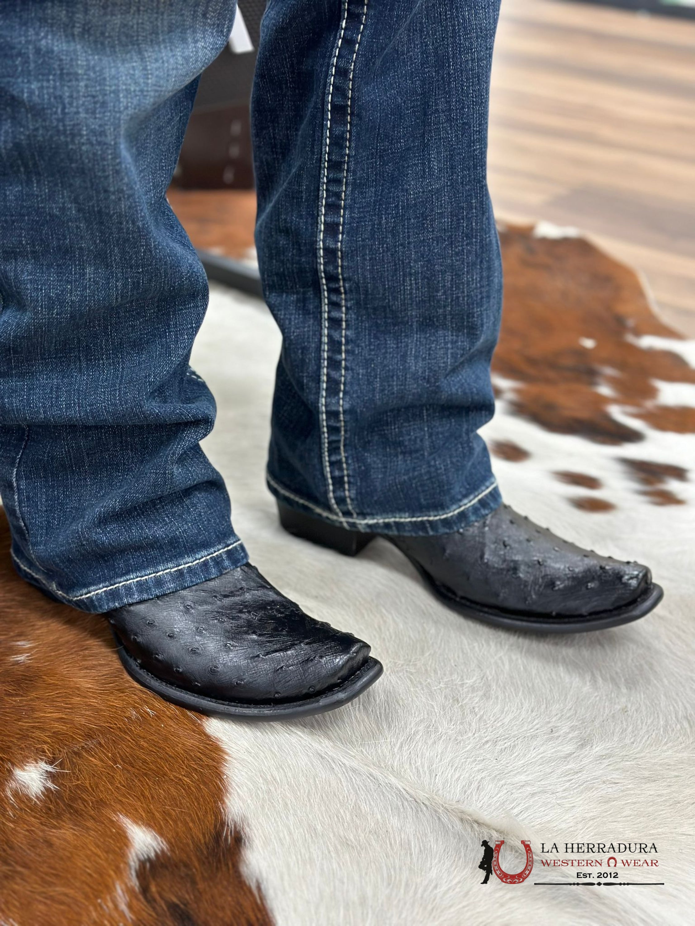 Wild West Dubai Short Boot Ostrich Black Botas Hombres