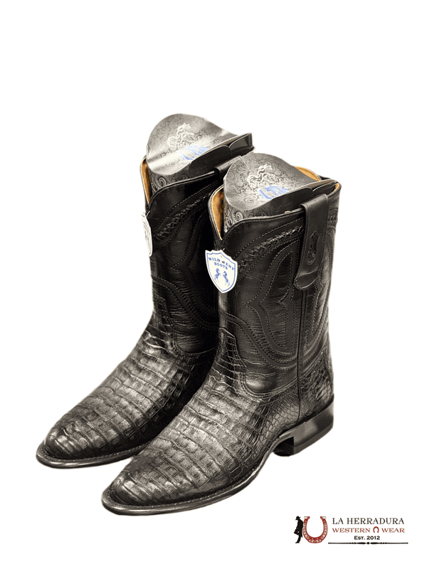 BOTA VAQUERA DE VIENTRE DE CAIMÁN NEGRO EXÓTICO WILD WEST 269I8205