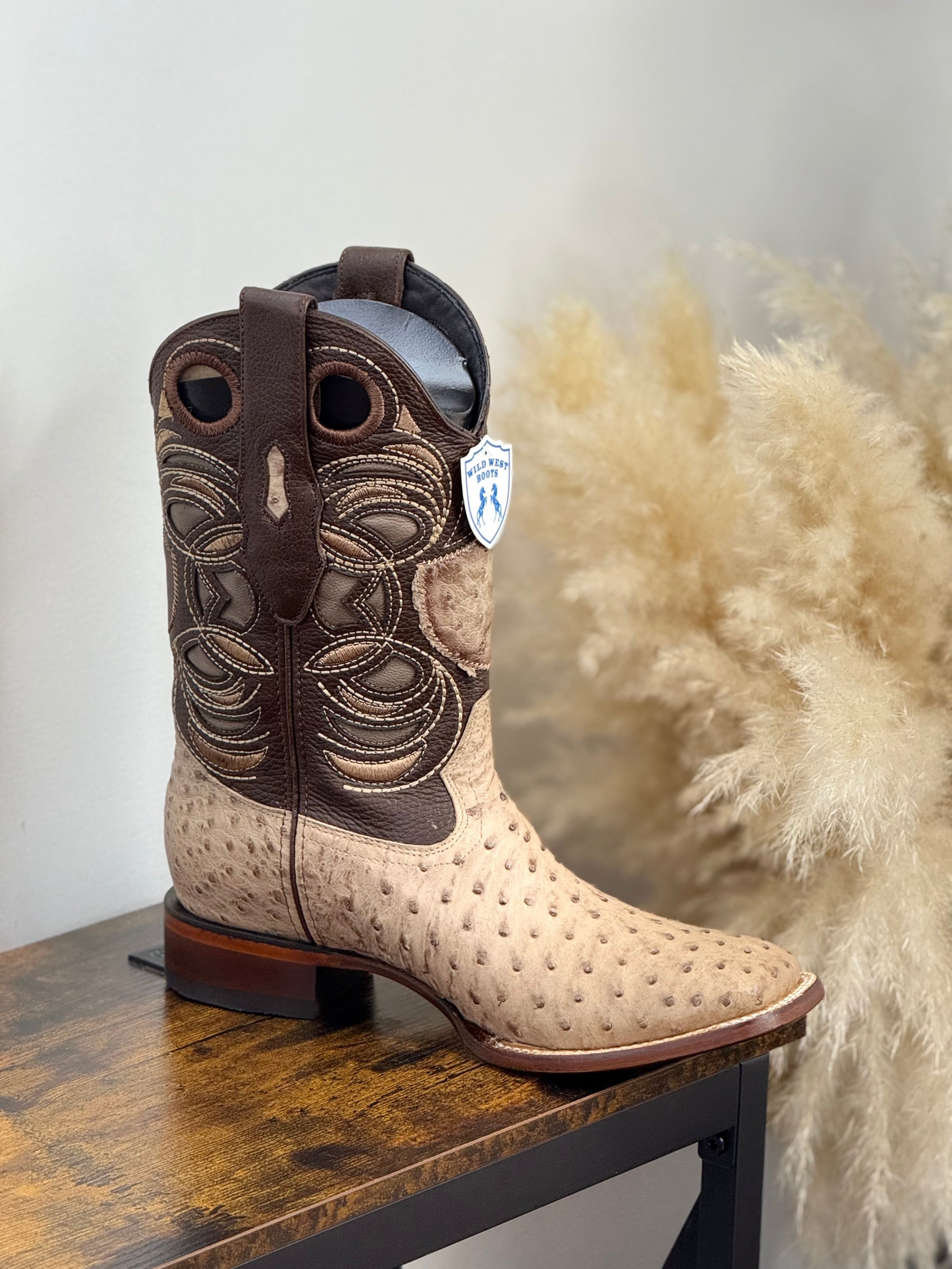 WILD WEST EXOTIC MOCHA OSTRICH SQ. TOE -28240372 BOTAS HOMBRES