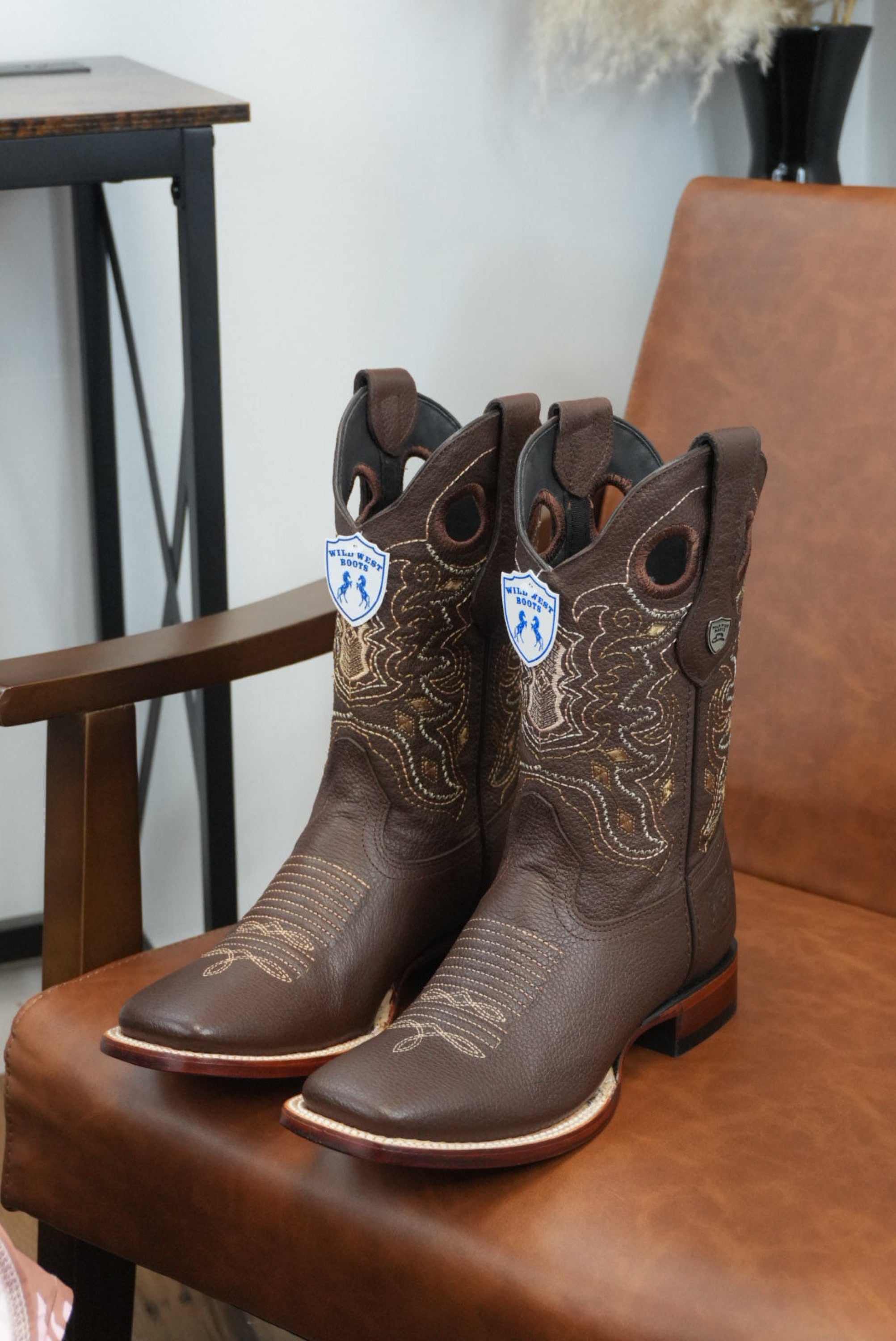 Wild West Grisly Brown Leather Sole Square Toe Boot- 2707 (824) BOTAS HOMBRES