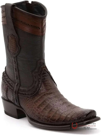 Wild West Men's Square Toe Caiman Belly/ FADED BROWN Boots- 279B8216