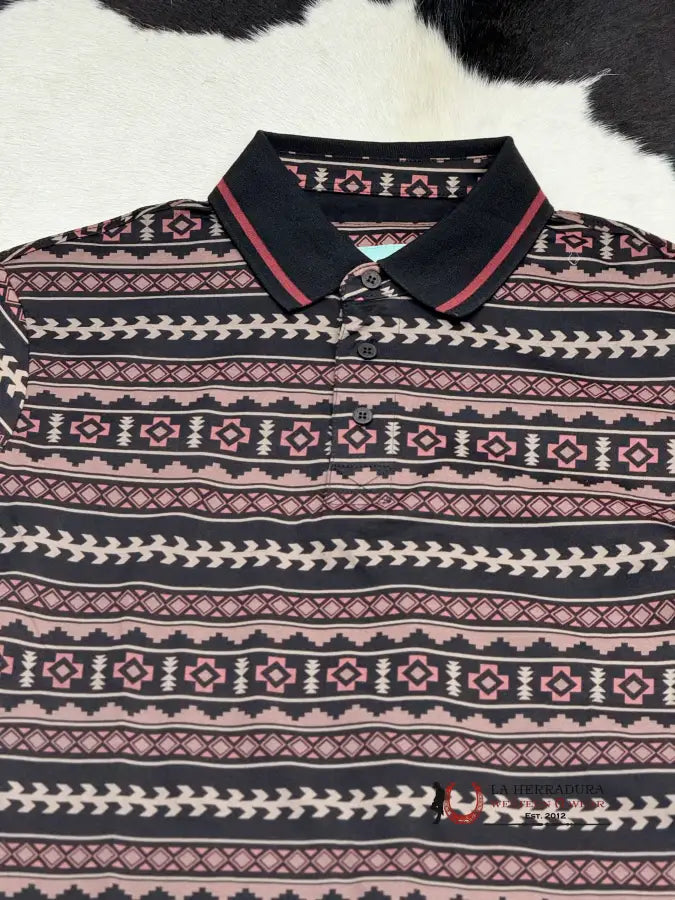 Wine Polo Aztec Short Sleeve Shirt Vino Ropa Hombres