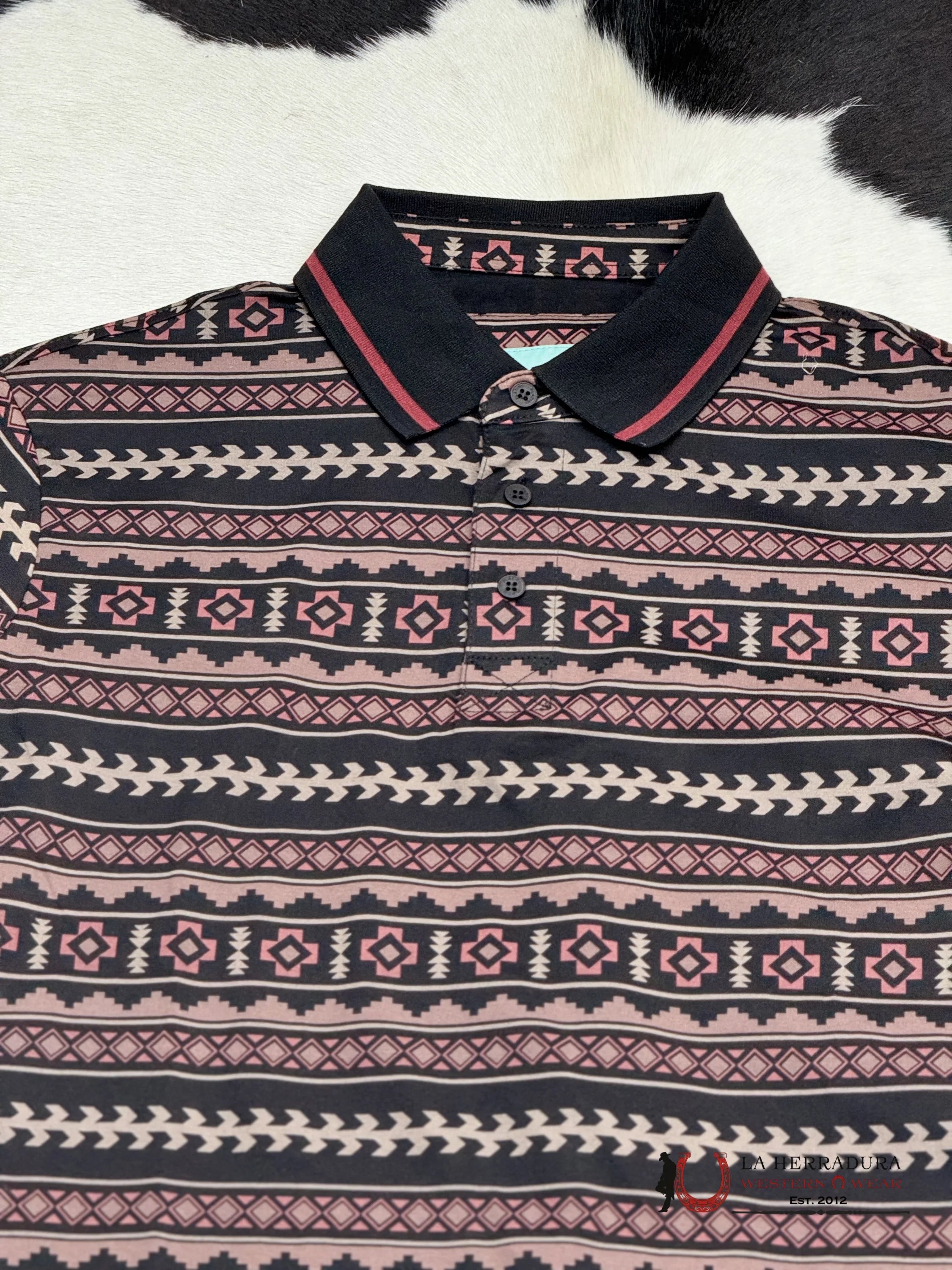 Wine Polo Aztec Short Sleeve Shirt Vino Ropa Hombres